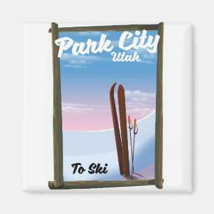 Íman Cartaz de viagem de esqui da cidade de Park Utah