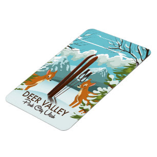 Íman Cartaz de viagem de esqui Deer Valley Park City Ut