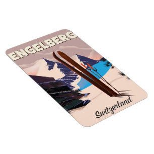 Íman Cartaz de viagem de esqui Engelberg Suíça