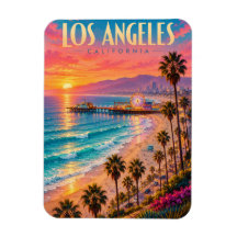 Cartaz de Viagem de Los Angeles Califórnia Pôr do