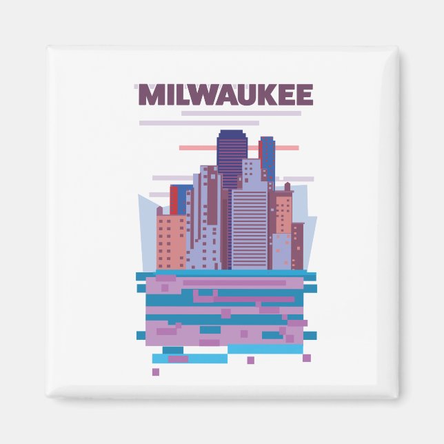 Íman Cartaz de viagem de Milwaukee (Frente)