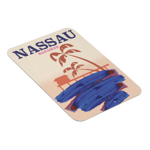 Íman Cartaz de viagem de Nassau Bahamas praia