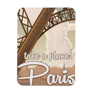 Íman Cartaz de viagem de Paris vintage em desenho anima