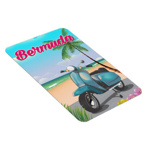 Íman cartaz de viagem de scooter da praia das Bermudas