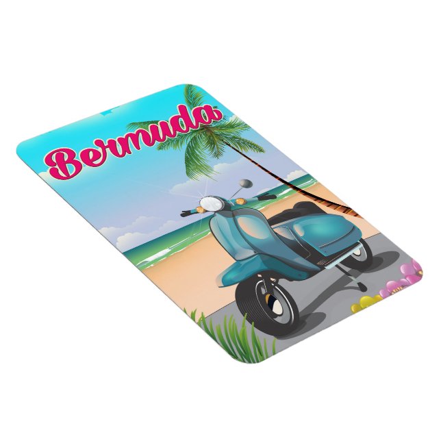 Íman cartaz de viagem de scooter da praia das Bermudas (Lado Direito)