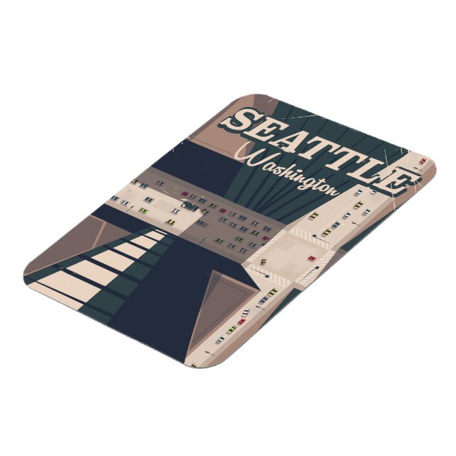 Íman Cartaz de viagem de Seattle, estado de Washington (Left Side)