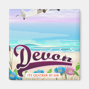 Íman Cartaz de viagem de voo antigo de Devon