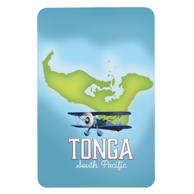 Íman Cartaz de viagem de voo do mapa de Tonga (Vertical)