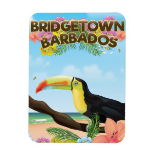 Íman Cartaz de viagem do Bridgetown Barbados Toucan