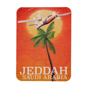 Íman Cartaz de viagem do mapa antigo de Jeddah Arábia S