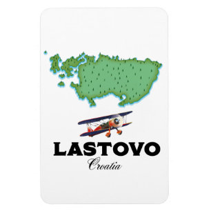 Íman Cartaz de viagem do mapa da Croácia Lastovo.