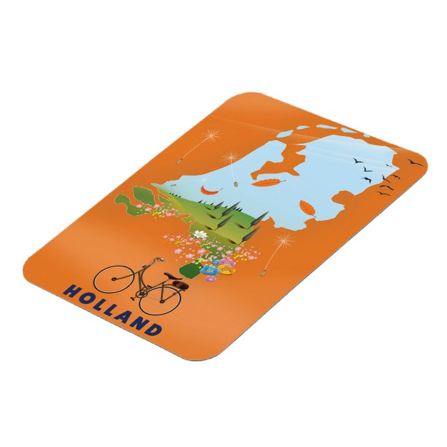 Íman Cartaz de viagem do mapa da Holanda (Left Side)