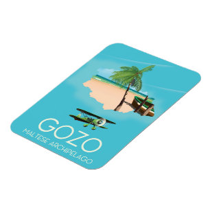 Íman Cartaz de viagem do mapa de Gozo, arquipélago malt