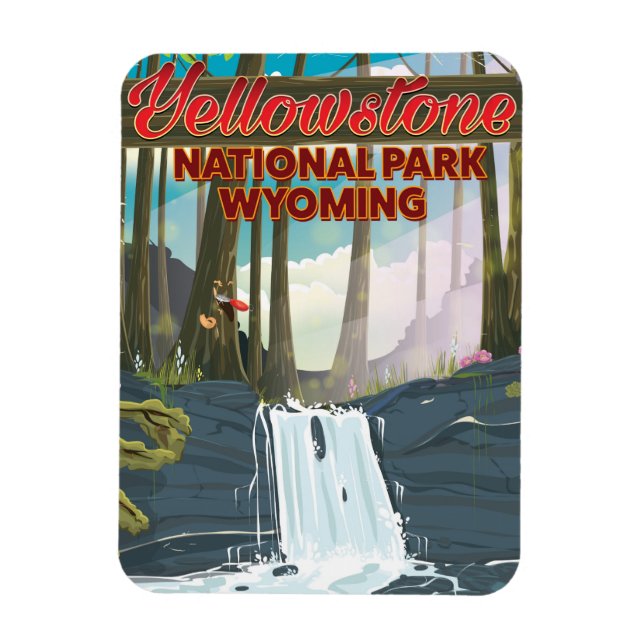 Íman Cartaz de viagem do Parque Nacional de Yellowstone (Vertical)