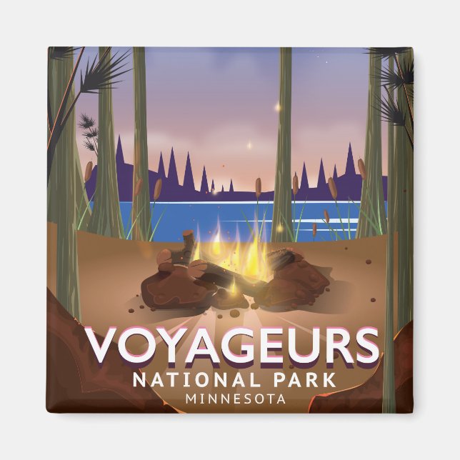 Íman Cartaz de viagem do Parque Nacional Voyageurs Minn (Frente)