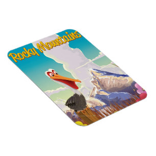 Íman cartaz de viagem do Pelicano das Montanhas Rochosa