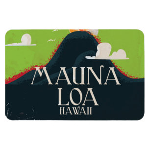 Íman Cartaz de Viagem do Vulcão Mount Loa do Havaí