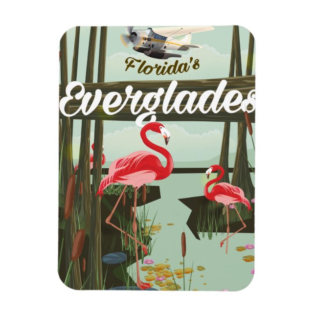 Íman cartaz de viagem dos Everglades da Flórida em dese (Vertical)