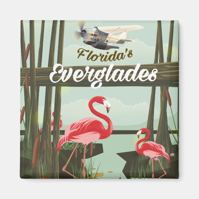 Íman cartaz de viagem dos Everglades da Flórida em dese (Frente)