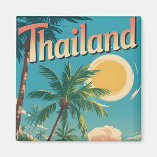 Íman Cartaz de viagem em estilo vintage da Tailândia tr
