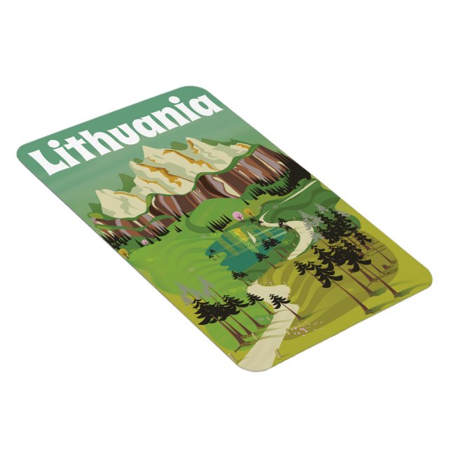 Íman Cartaz de viagem estilo retrô da Lituânia (Lado Direito)