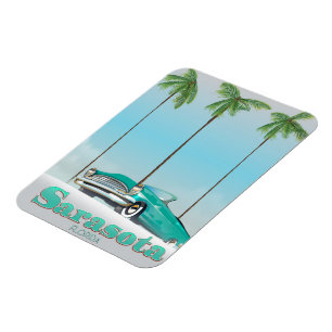 Íman Cartaz de viagem estilo vintage de Sarasota Flórid