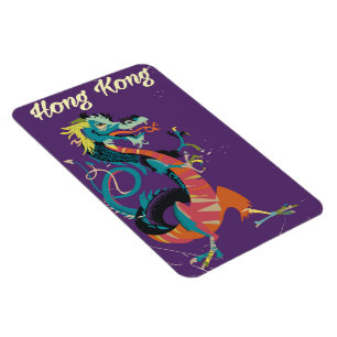 Íman Cartaz de viagem estilo vintage do Dragão de Hong