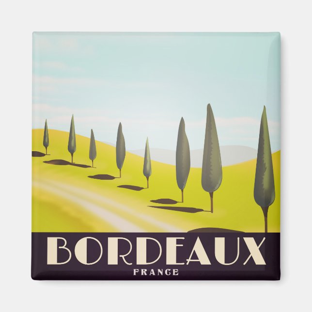 Íman Cartaz de viagem estilo vintage francês de Bordéus (Frente)