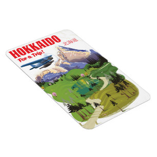 Íman Cartaz de viagem estilo vintage Hokkaido Japão