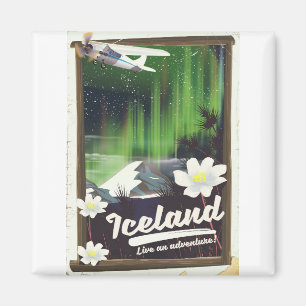 Íman Cartaz de viagem estilo vintage paisagem da Islând