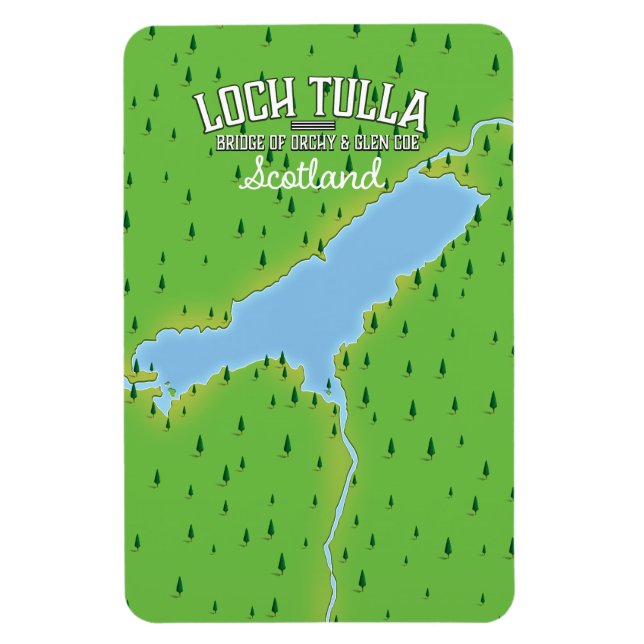 Íman Cartaz de viagem Loch Tulla Escócia Mapa (Vertical)