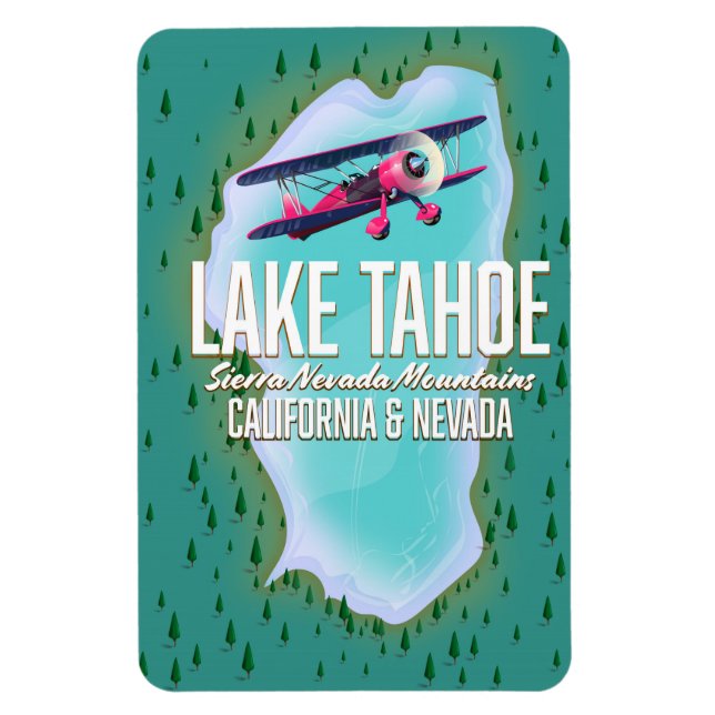 Íman cartaz de viagem mapa do lago Tahoe (Vertical)