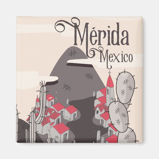Íman Cartaz de viagem Mérida México (Frente)