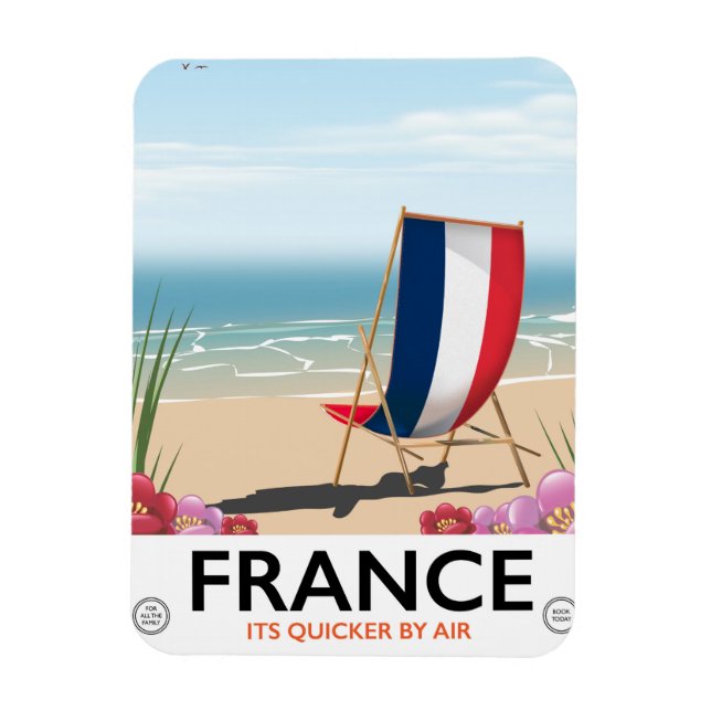 Íman cartaz de viagem para praia à beira-mar da França (Vertical)