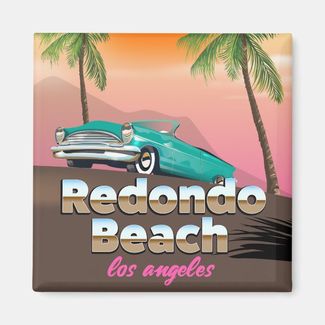 Íman Cartaz de viagem Redondo Beach LA (Frente)