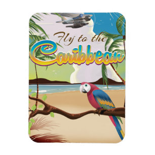 Íman Cartaz de viagem retrô da ilha caribenha