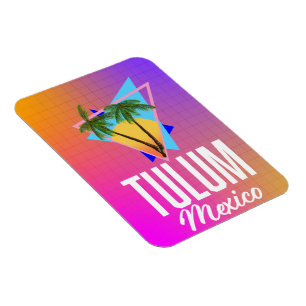 Íman Cartaz de viagem retrô Tulum México.