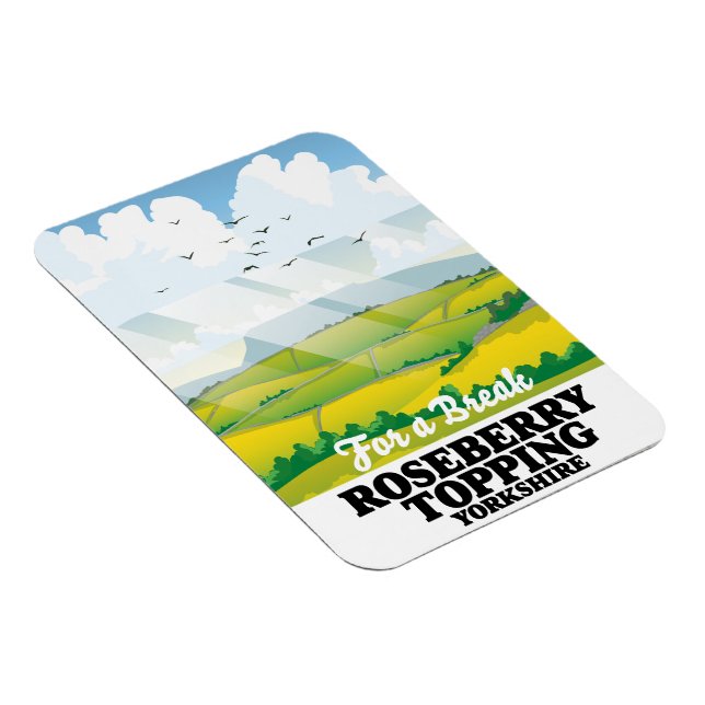 Íman Cartaz de viagem Roseberry Topping Yorkshire (Lado Direito)
