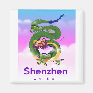 Íman cartaz de viagem Shenzhen China Dragon