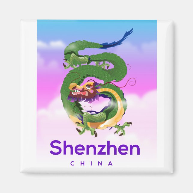 Íman cartaz de viagem Shenzhen China Dragon (Frente)