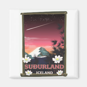 Íman cartaz de viagem Suðurland Islândia