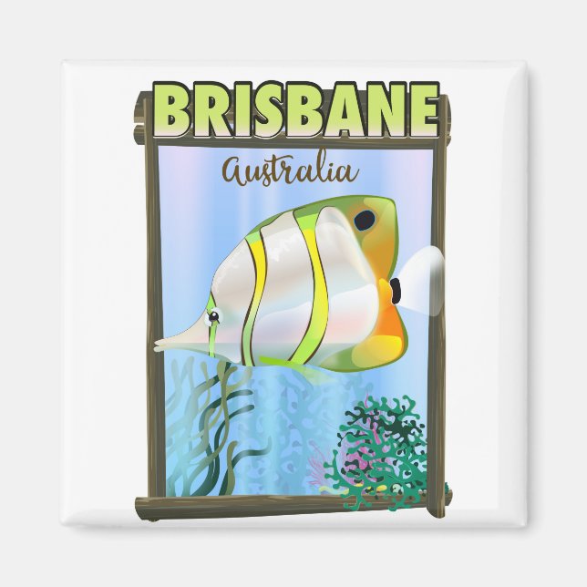 Íman Cartaz de viagem tropical de Brisbane Austrália (Frente)