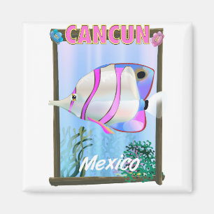 Íman Cartaz de viagem tropical mexicano Cancun
