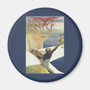 Íman Cartaz de Viagem Vintage, Avião sobre Nice França
