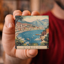 Íman Cartaz de viagem vintage com vista para o porto de