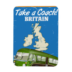 Íman Cartaz de viagem vintage da Coach Britain