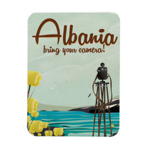 Íman Cartaz de viagem vintage da paisagem da Albânia.