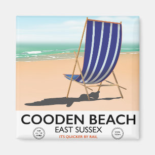 Íman Cartaz de viagem vintage da Praia de Cooden East S