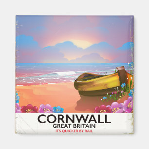 Íman Cartaz de viagem vintage de barco de pesca de Corn