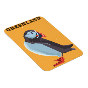 Íman Cartaz de viagem vintage do Puffin da Gronelândia